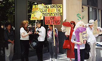 Diana with other women in front of the federal courthouse